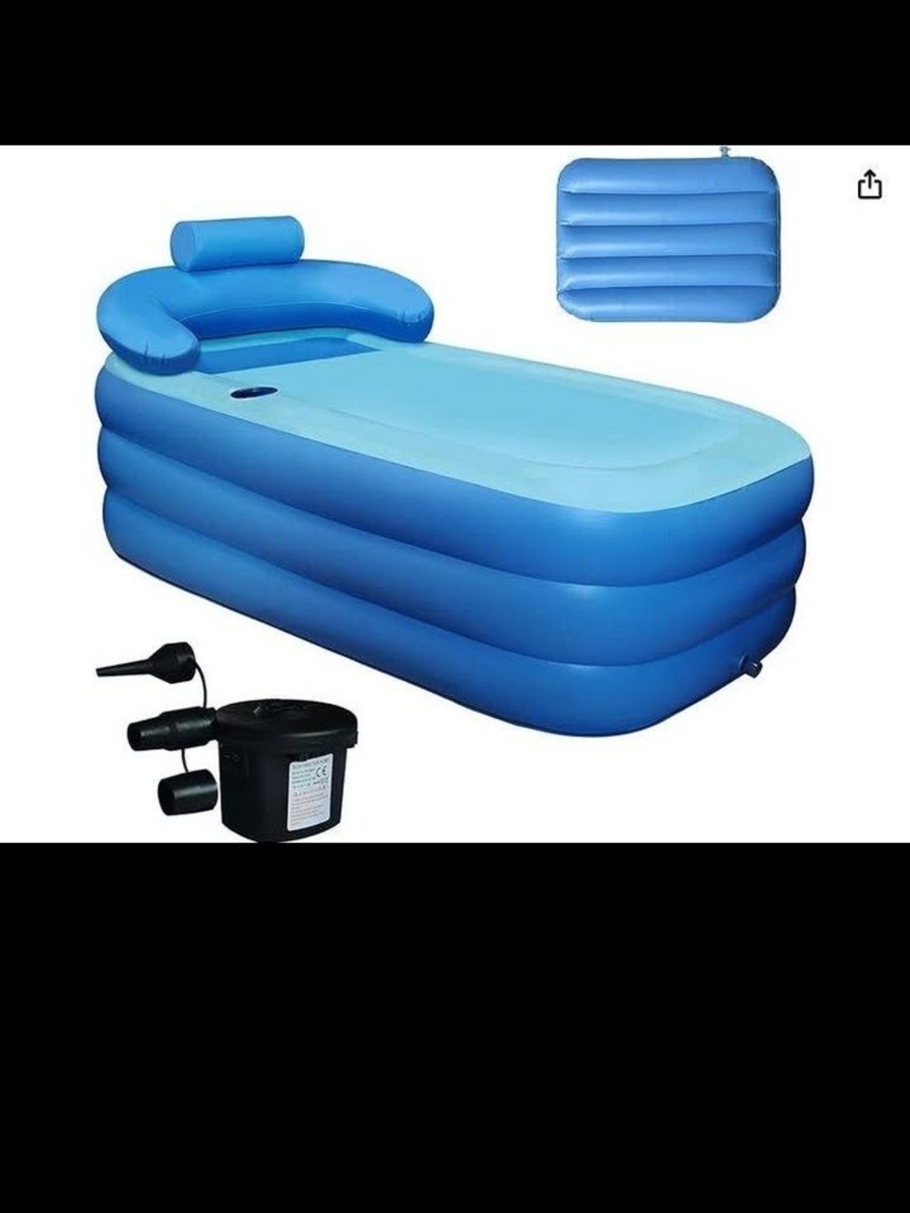 Hot Max Inflatable Blue Home Bath Tub with Pillow -Portable Soaking Tub.Like New